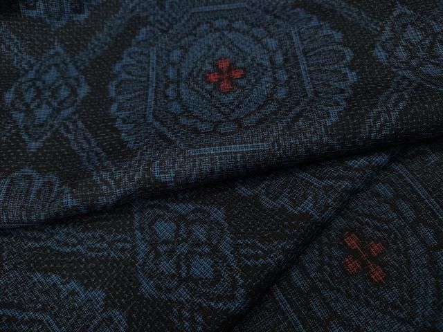 平和屋着物●本場大島紬 割込絣 菱吉祥花文 正絹 ♥ CAAY4817ut