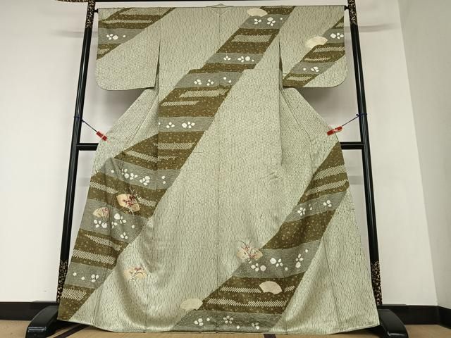 平和屋着物○訪問着 絞り 刺繍 地紙花文 暈し染め 金彩 金糸