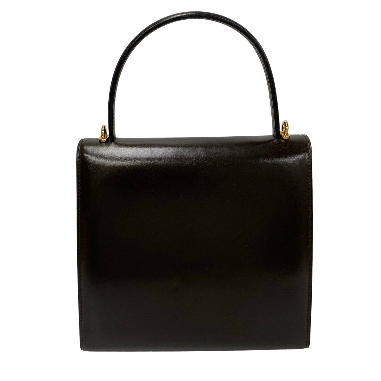 【美品】セリーヌ ハンドバッグ サークルロゴ ゴールド金具 カーフ レザー 黒 極 美品 袋付き CELINE セリーヌ サークル ロゴ スター 金具