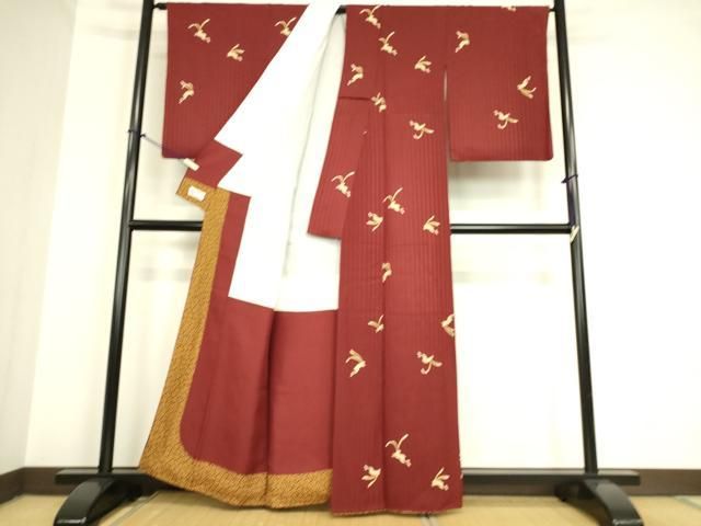 平和屋着物▽上質な小紋 単衣 総刺繍 月 兎 金銀糸 正絹