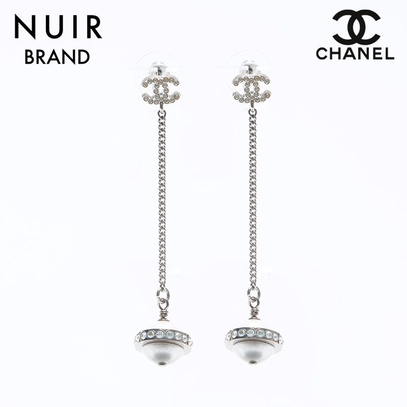 CHANEL ラインストーンパールピアス CHANEL シャネル ピアス ココマーク ラインストーン フェイク