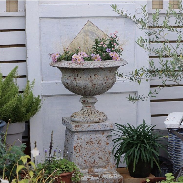 ガーデン オーナメント ヴィンテージ調 オブジェ 古代ローマ風 置物 おしゃれ かわいい レトロ調 アンティーク調 ガーデニング 植木鉢 庭