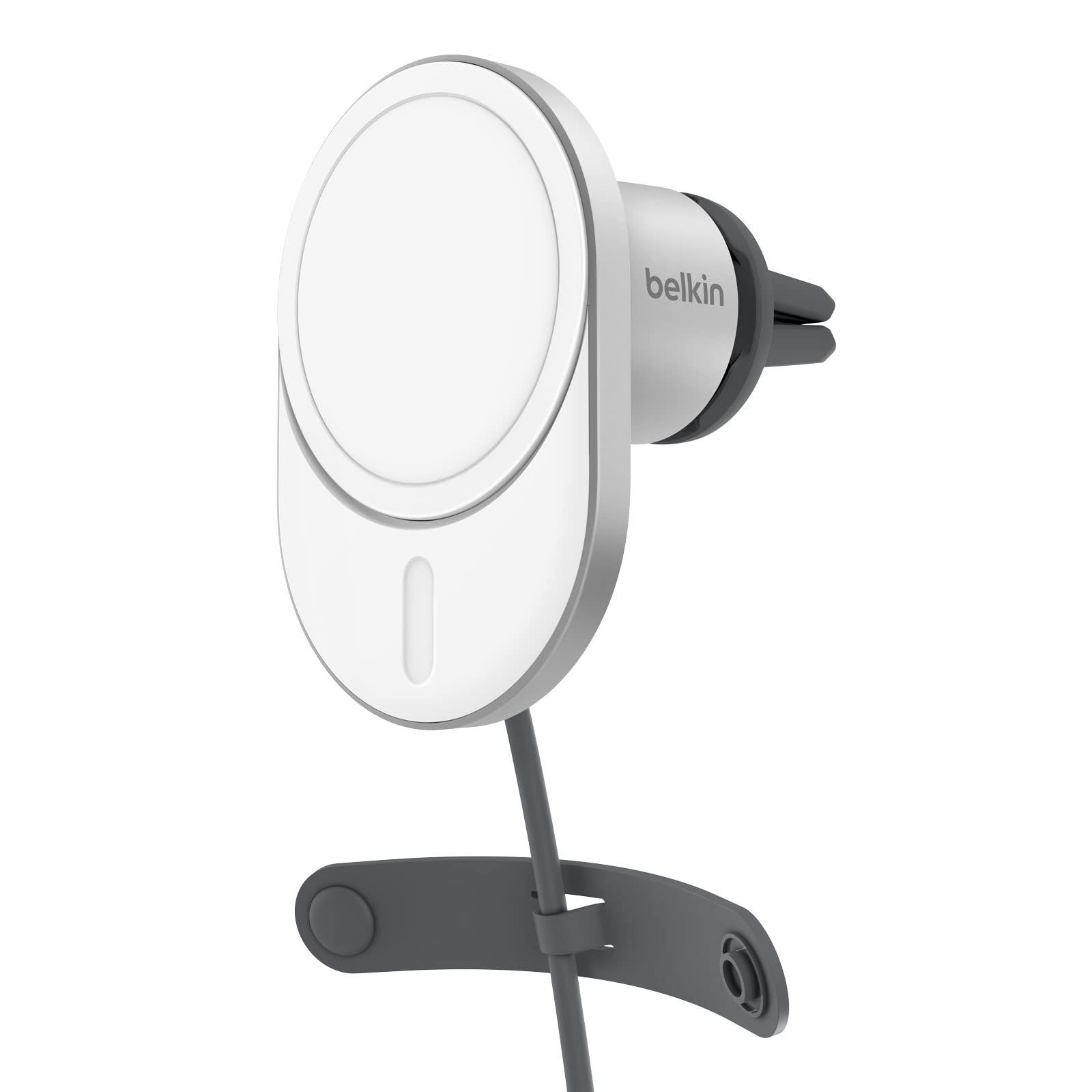 【VGP受賞】Belkin MagSafe認証 ワイヤレス車載充電器 15W エアコン吹き出し口用 USB-Cケーブル(1.2m)付属 (シガーチャージャー別売り) iPhone  [1)ホワイト] [1)【高速充電】カーマウント 15W Magsafe対応]