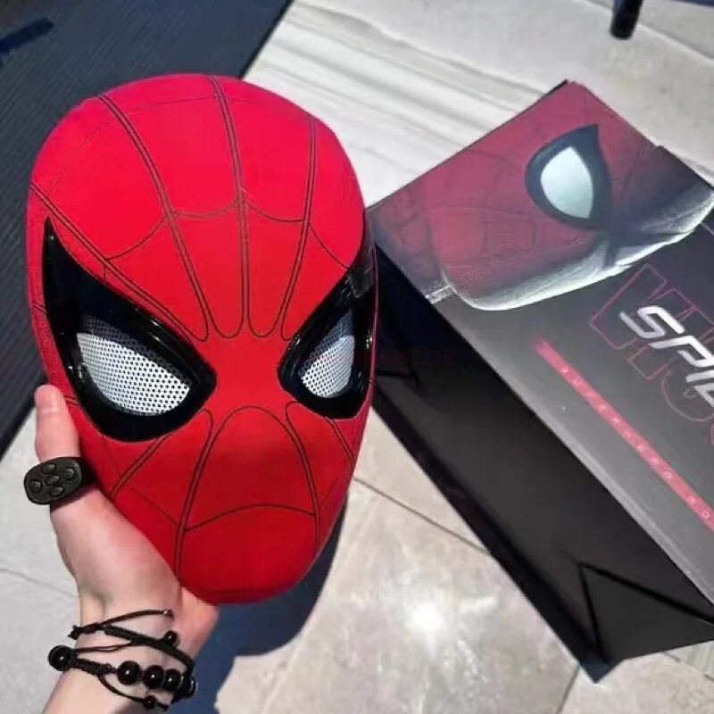 スパイダーマンコスプレ電子マスク,伸縮性のあるヘッドギア付き,1:1