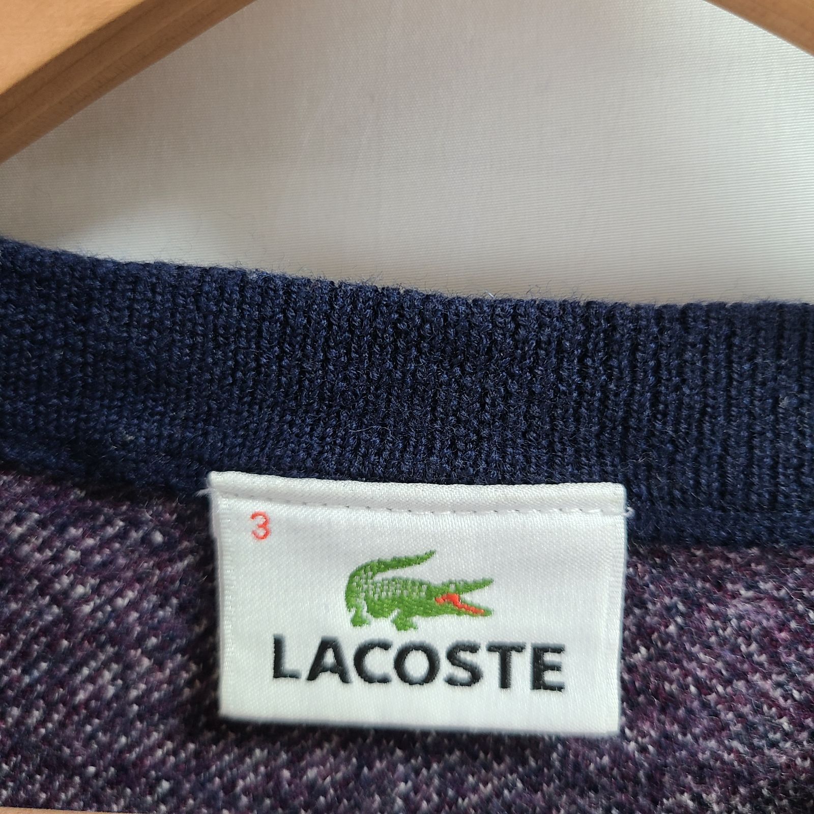 z61 【美品】LACOSTE ラコステ ニット トレーナー セーター ネイビー 