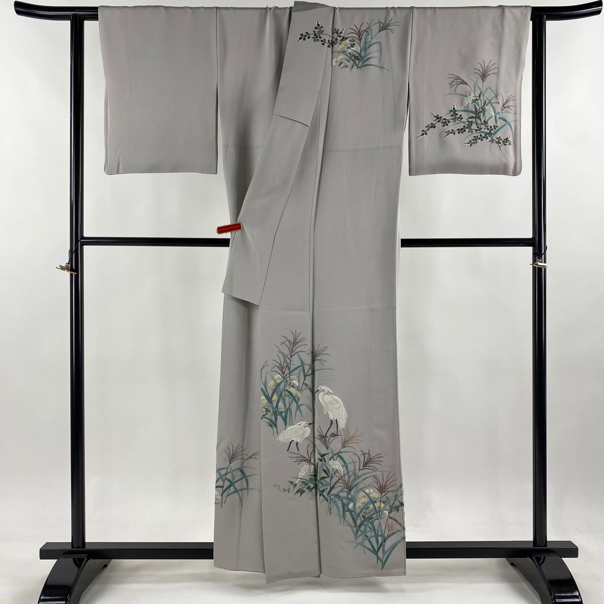 訪問着 身丈159cm 裄丈64cm M 袷 蒋雪英 落款 鷺 ススキ 相良