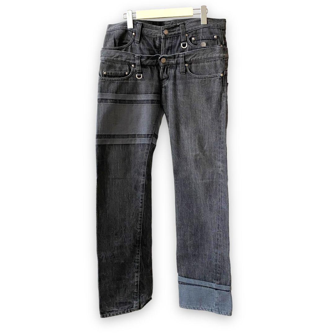 mastermind ダブルウエスト　ブラック　デニム　M mastermind ダブルウエスト ブラック デニム M mastermind ダブル