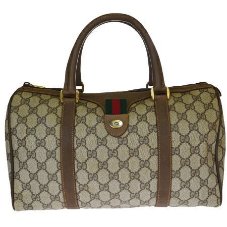 【中古】 グッチ GUCCI シェリー ハンドバッグ ミニボストン GG柄 インターロッキング ブラウン グリーン レッド PVC レザー 30EY807