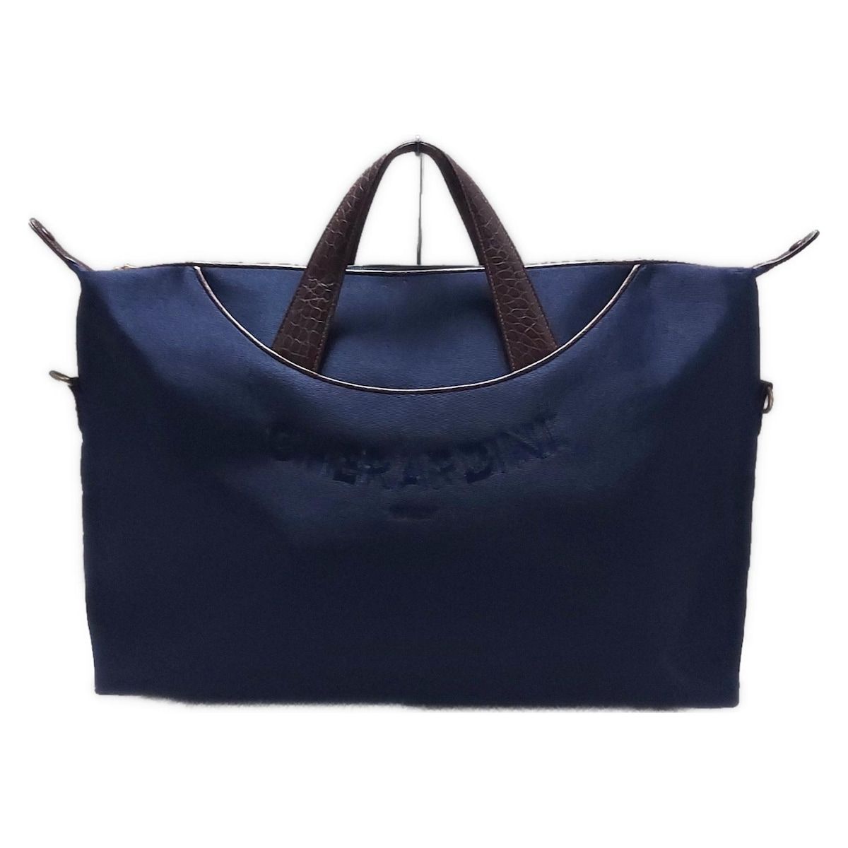 GHERARDINI ゲラルディーニ ボストンバッグ - ネイビー×ダークブラウン 本体ロックあり レザー