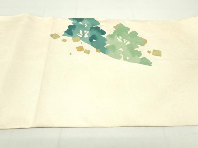 平和屋着物○爪掻き本綴れ 八寸名古屋帯 霞樹林文 肌色 金銀糸