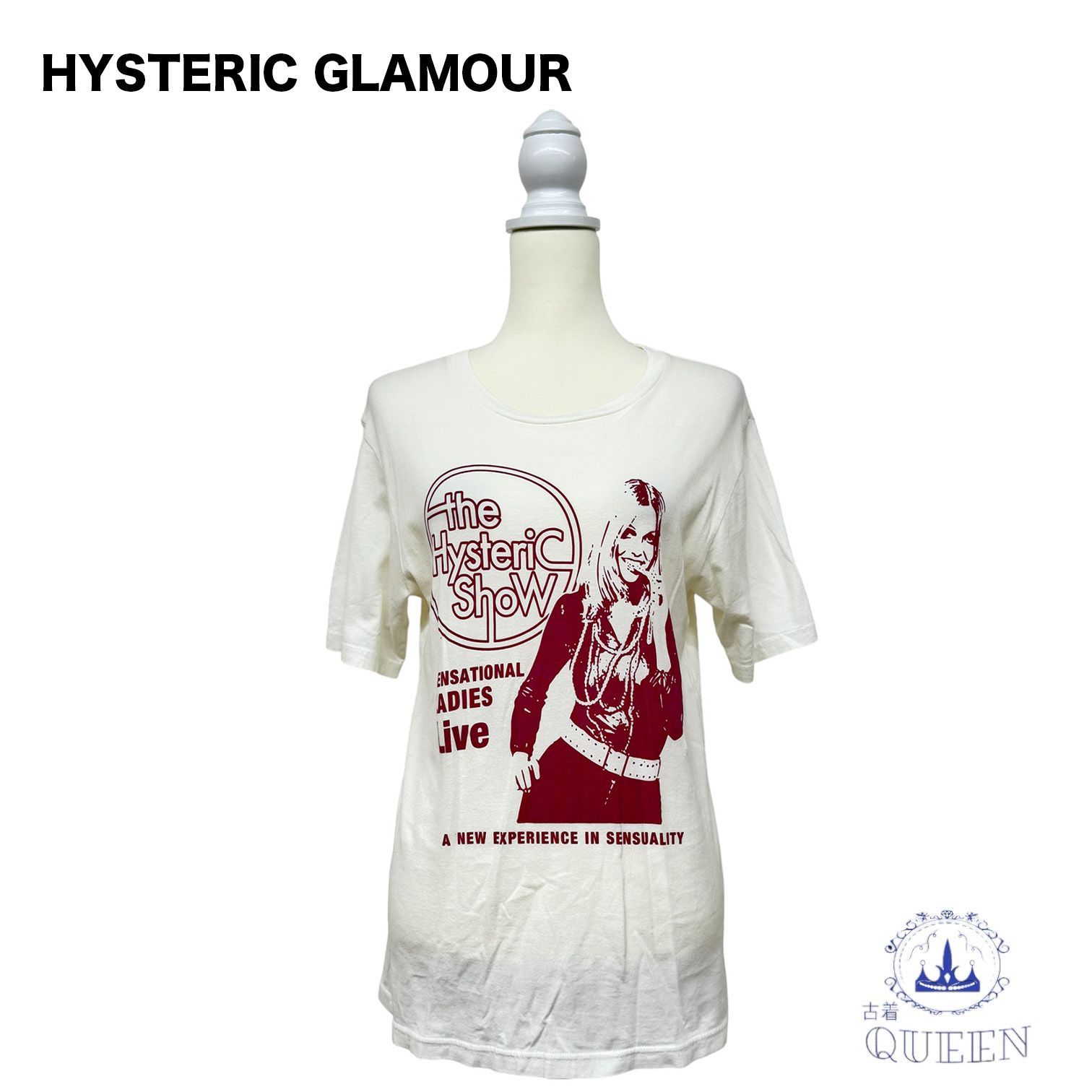 【訳アリ】 HYSTERIC GLAMOUR ヒステリックグラマー Tシャツ 半袖 フロントプリント バックロゴ ヒスガール カジュアル レディース ホワイト S v-49 送料無料