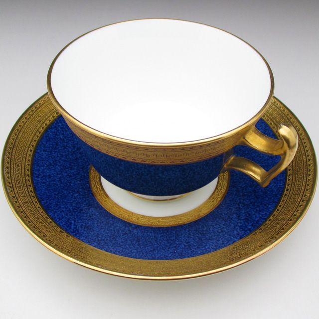 コウルドン 金彩ブルー カップ＆ソーサー アンティーク 1905年 (d