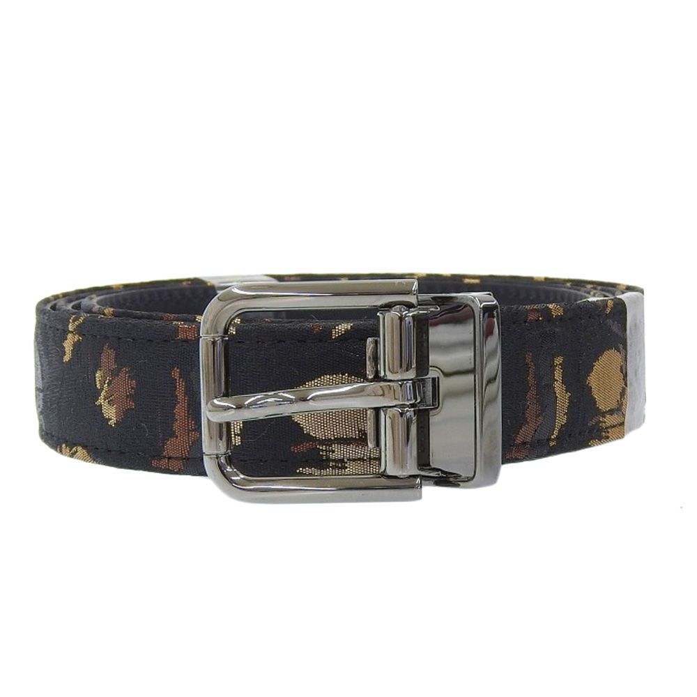 ドルチェ＆ガッバーナ DOLCE-GABBANA 現行ロゴ BC4215 朱子織サテン - レザー ウエスト ベルト 95 87-97cm対応 ナロータイプ メンズ