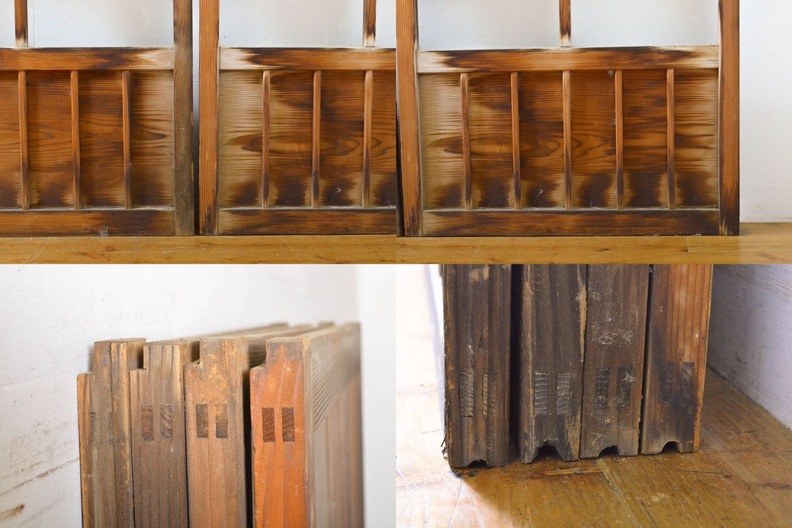 昭和 造作建具 片引き戸 半間 無垢 木製ガラス入り