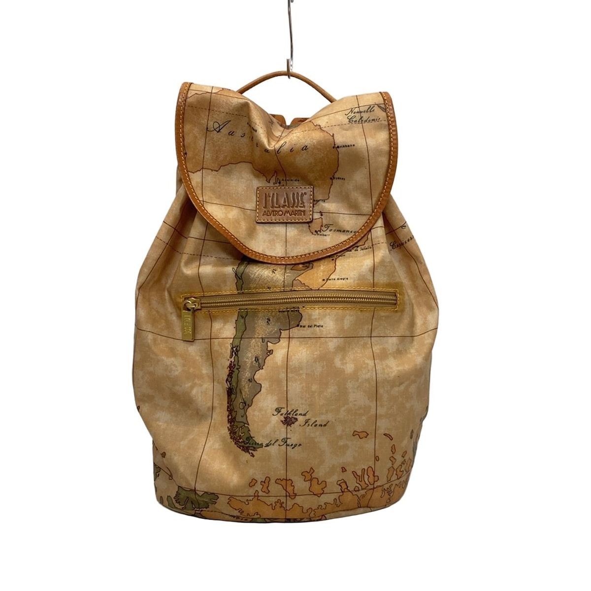 PRIMA CLASSE ALVIERO MARTINI プリマクラッセ リュックサック - ライトブラウン×ブラウン×マルチ 地図柄 レザー