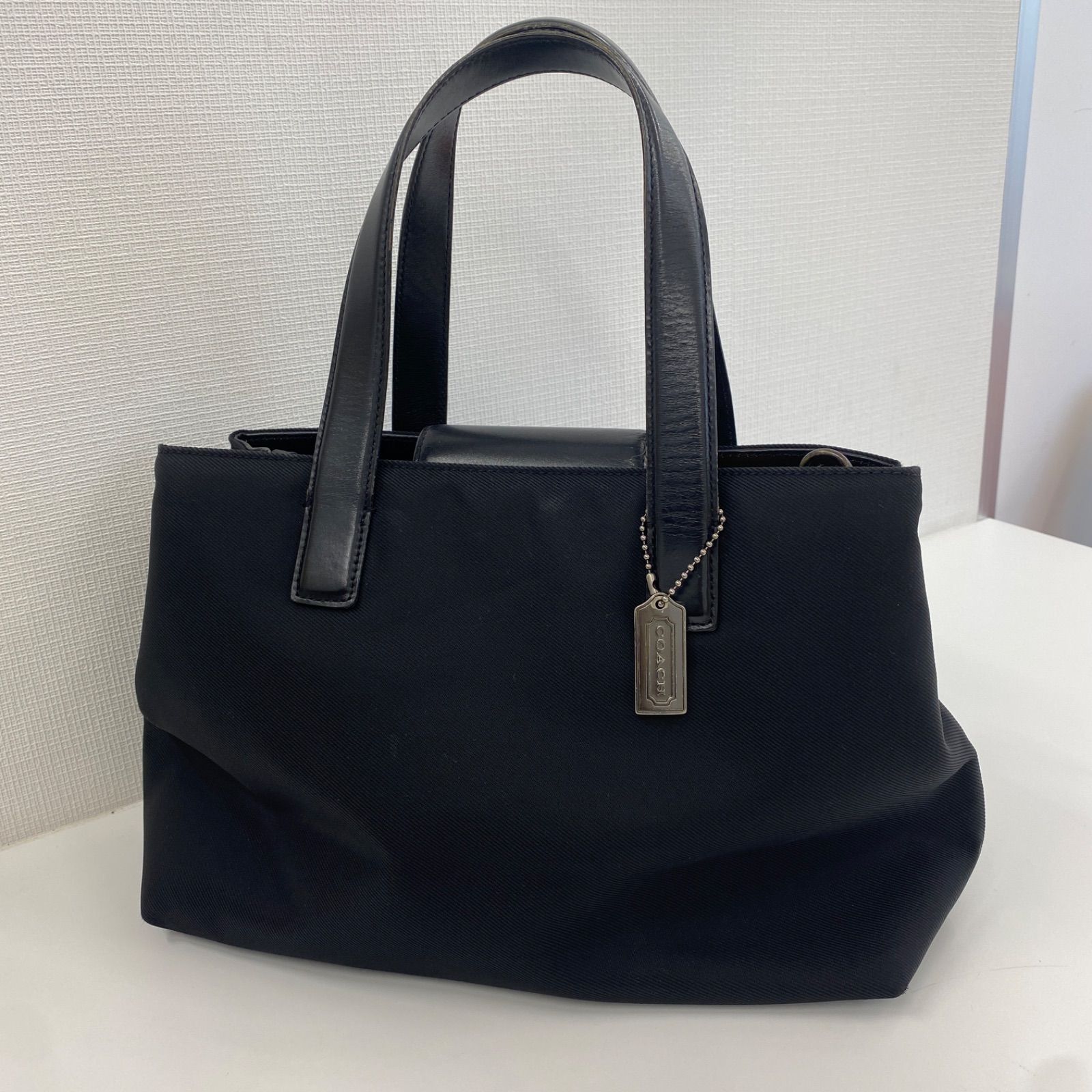 COACH コーチ ブラック 黒 キャンバス レザー 7400 トートバッグ 