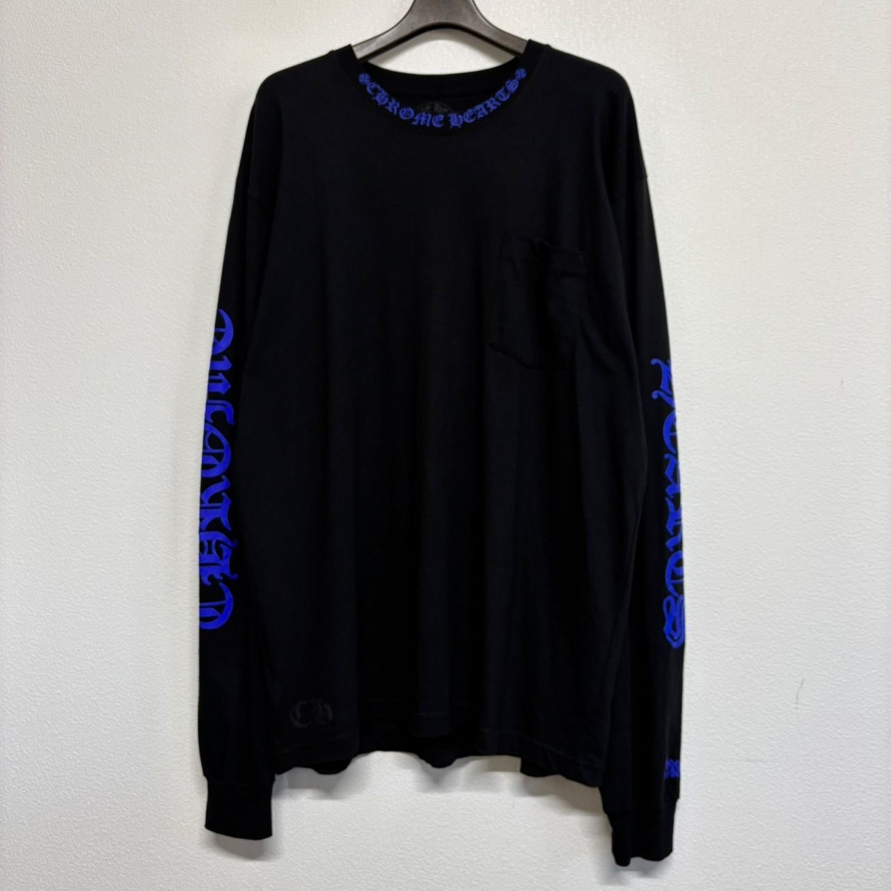 希少◆CHROME HEARTS◆1988 Neck Logo ロングTシャツ Black/Blue Chrome Hearts 1988 Neck Logo Long Sleeve T-shirt Black/Blue