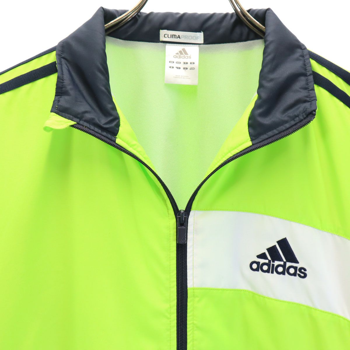 adidas アディダス トレーニング ウインドブレーカー 上下 セットアップ S ライムイエロー 裏トリコット メンズ 古着