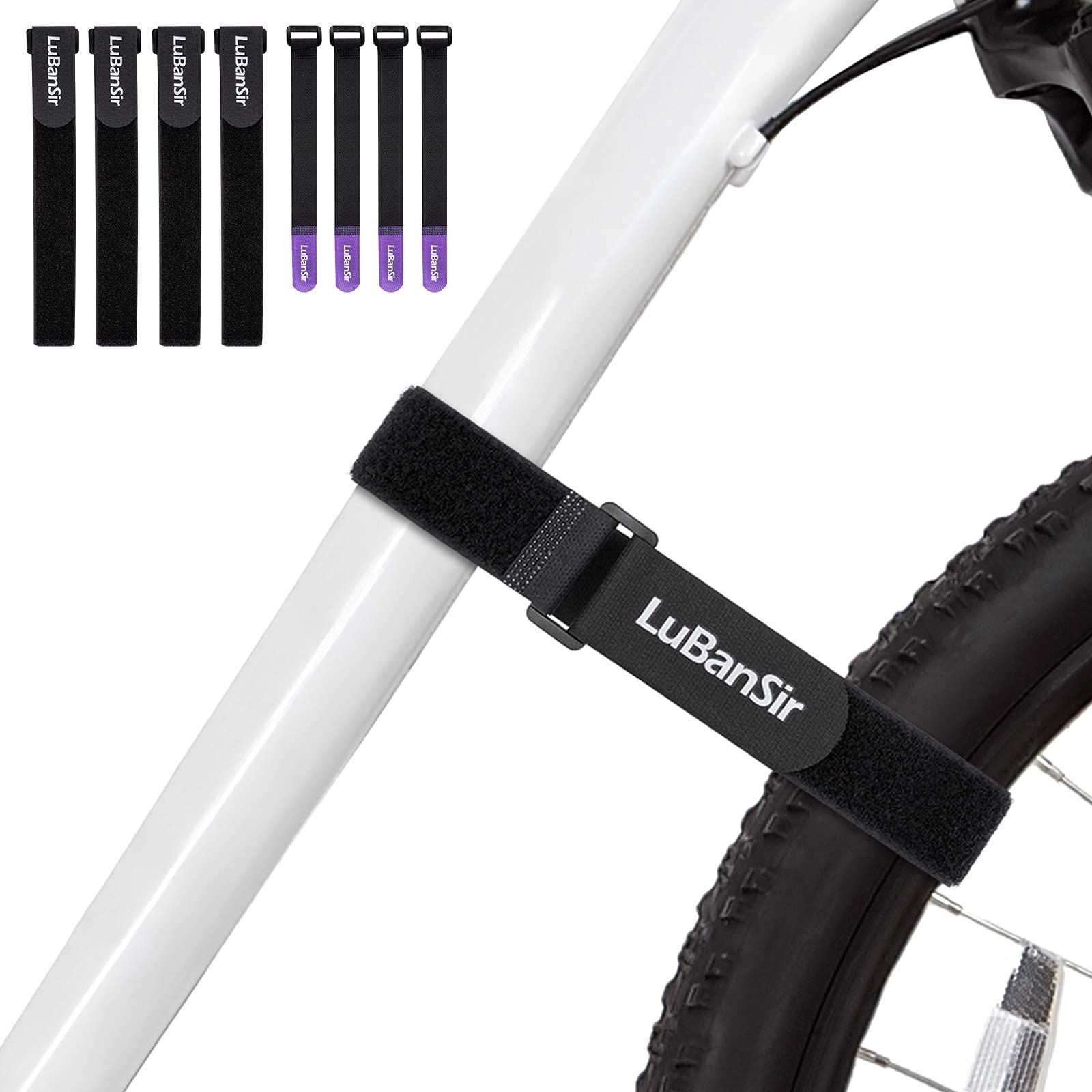 LuBanSir バイクラックストラップ 8個パック (8インチ u0026 26インチ) 調節可能な自転車スタビライザーストラップ 自転車のホイールが回転するのを防ぎます 