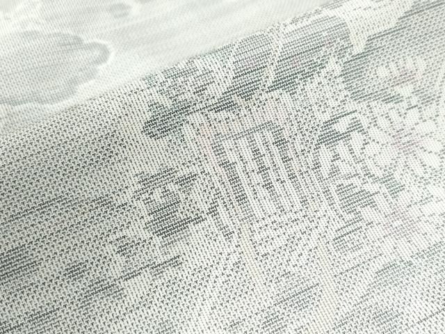 平和屋着物○本場大島紬 白大島 7マルキ 御所車風景文 正絹 逸品