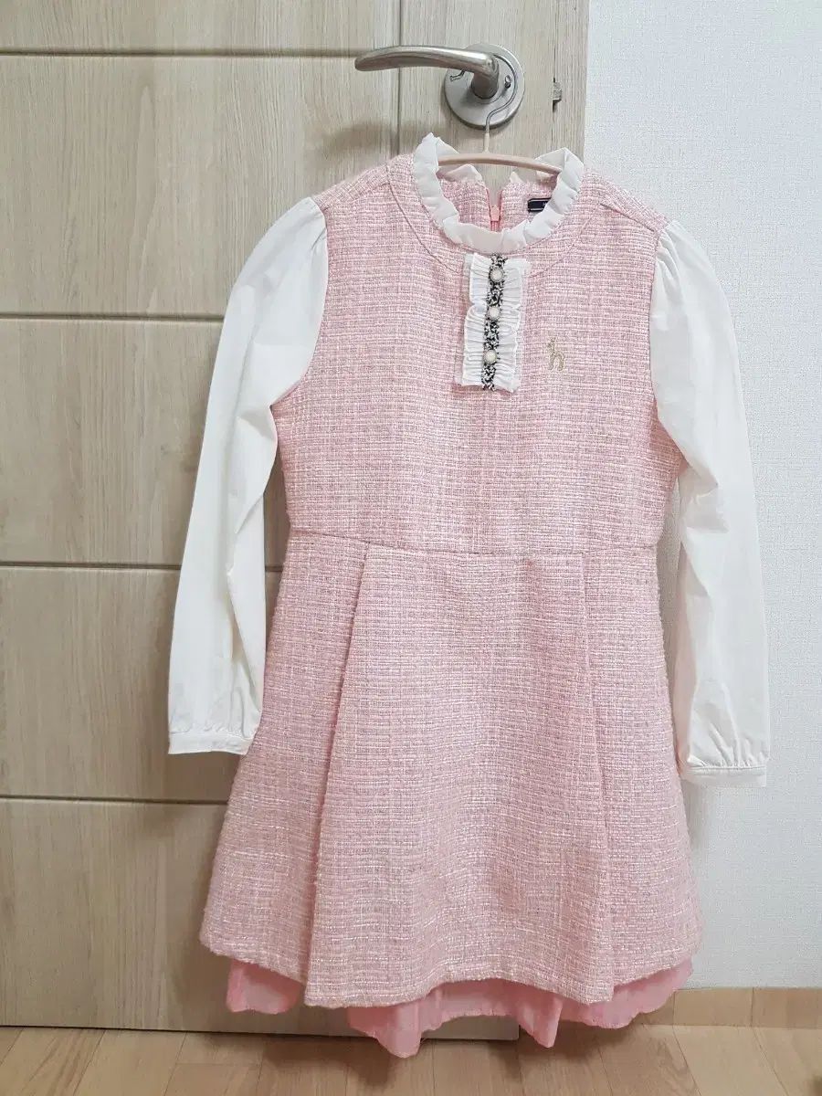 HAZZYS へジス キッズ ピンク ツイード ワンピース 145