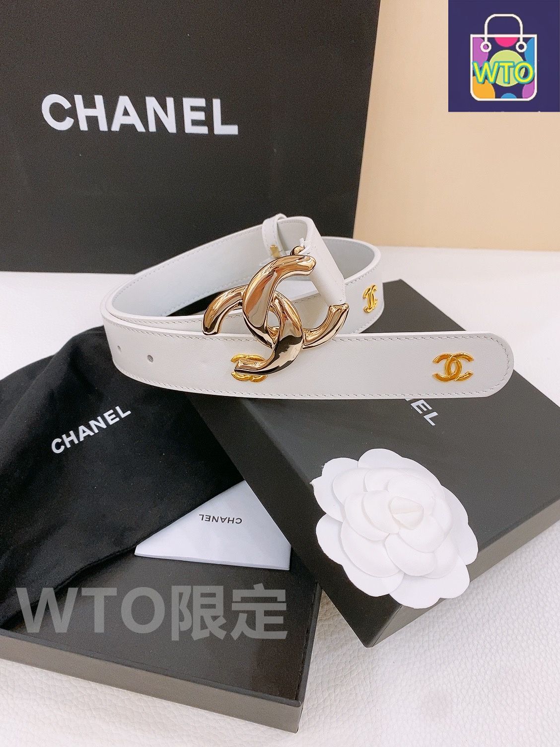 CHANEL ベージュ ダブルCロゴ ベルト 69 今日特価】Chanel Double C レザーベルト - メルカリ