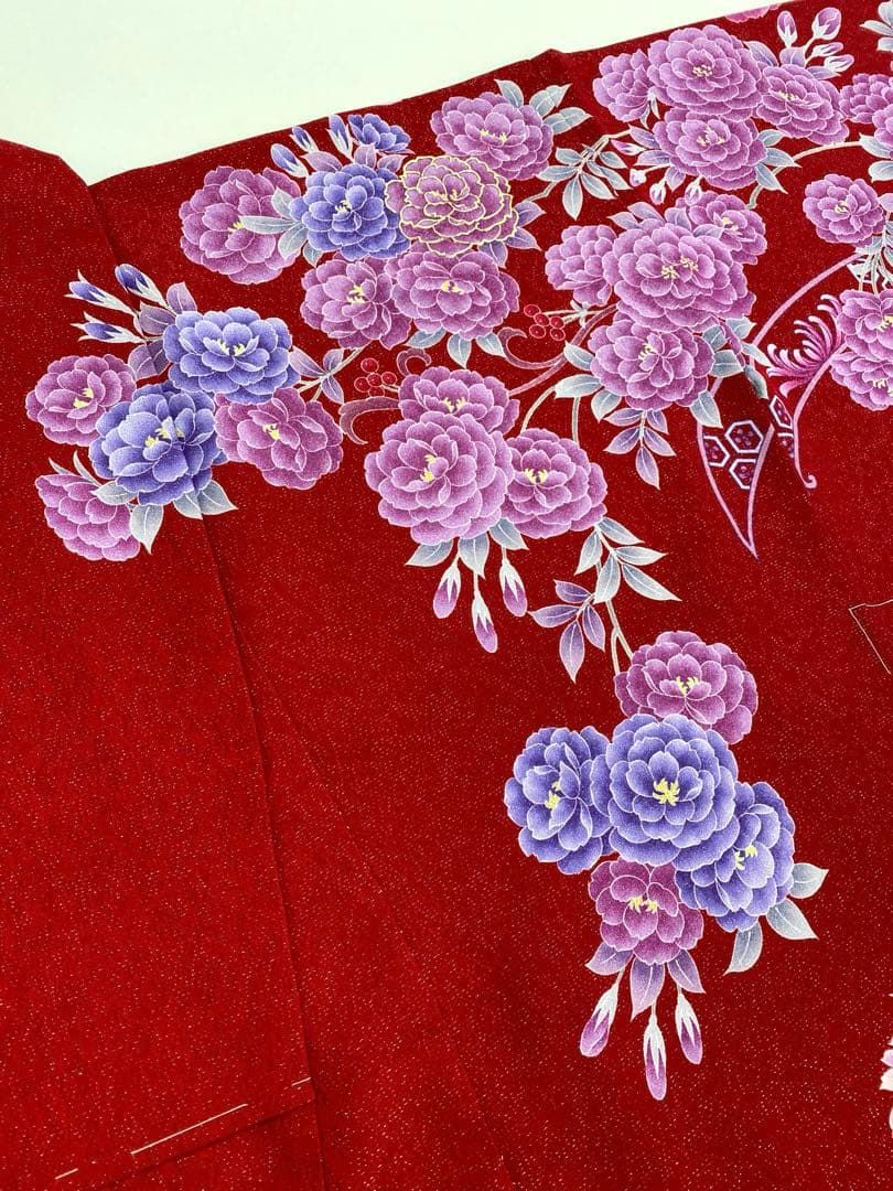 振袖 仮絵羽 舞台衣装 京友禅 銀通し 刺繍 金彩 正絹 未仕立て品 八掛 