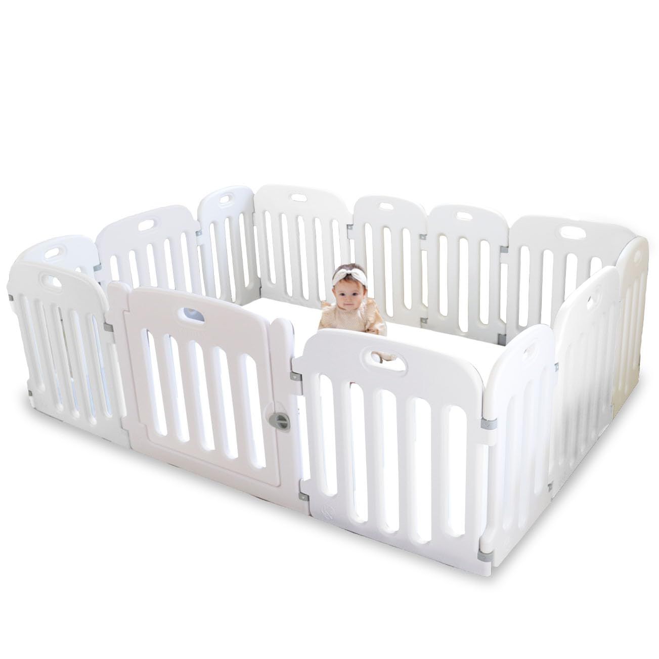 ベビー 形のアレンジ自在 扉付き 組み立て簡単 赤ちゃん 200×140cm ベビーサークル ホワイト ケラッタ