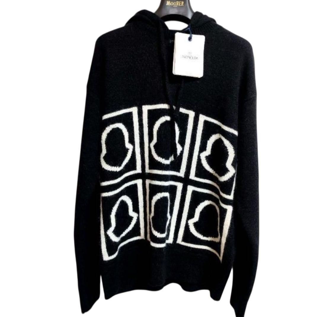 新品】 MONCLER モンクレール ニットパーカー XL ブラック - メルカリ