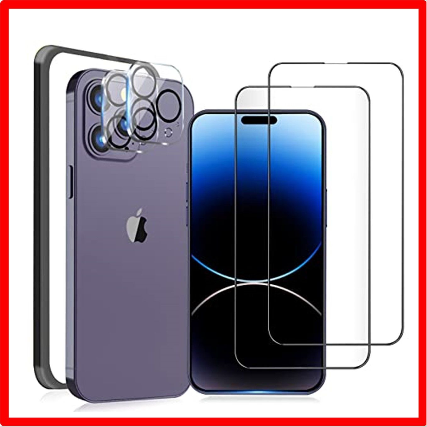【匿名配送】 iPhone 14Pro_クリア（全面保護） iPhone14Pro ガラスフィルム 全面保護［2枚］iPhone14Pro カメラフィルム［2枚