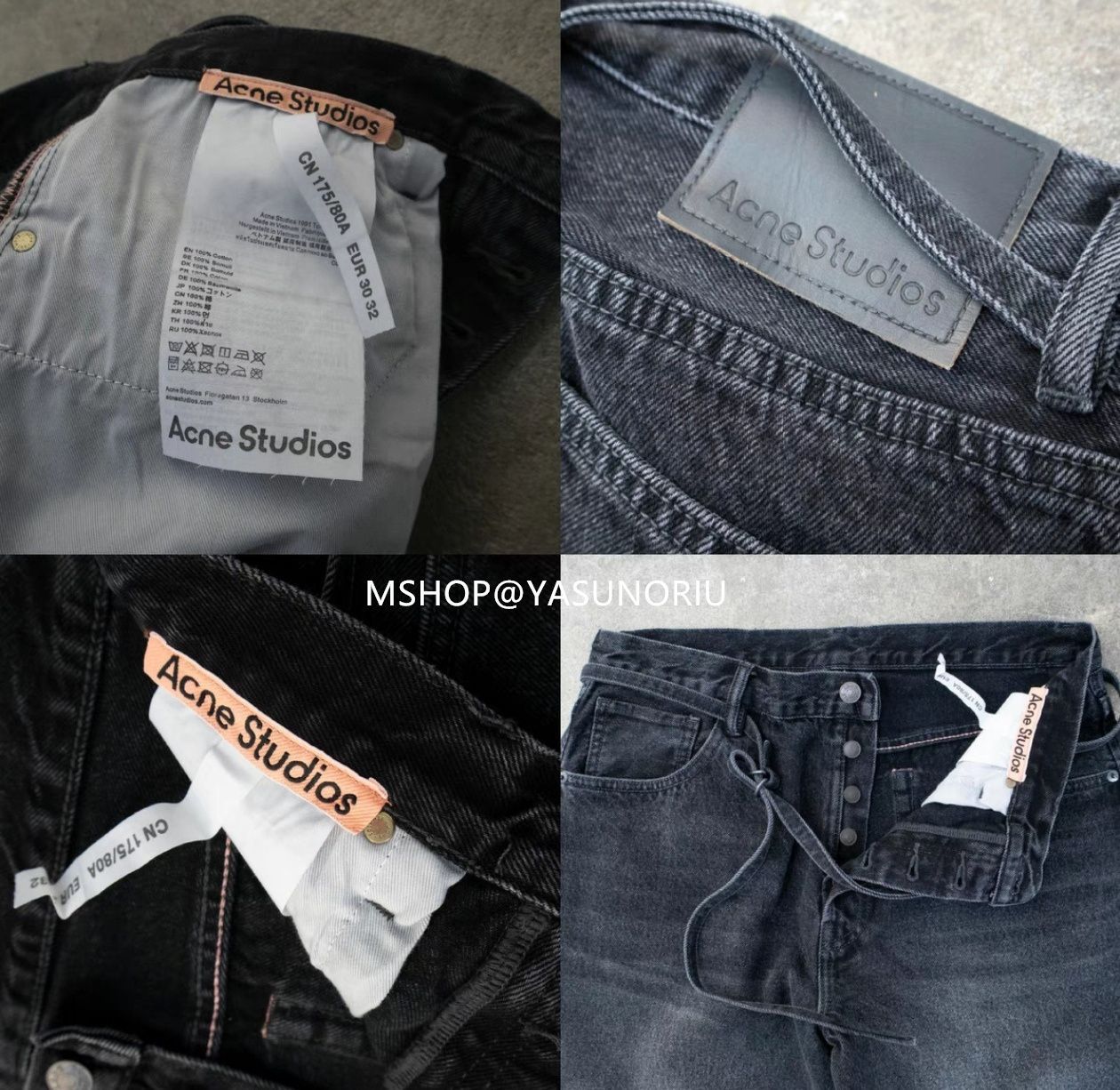 Acne studios 1991 toj ash black 30/32 - メルカリ