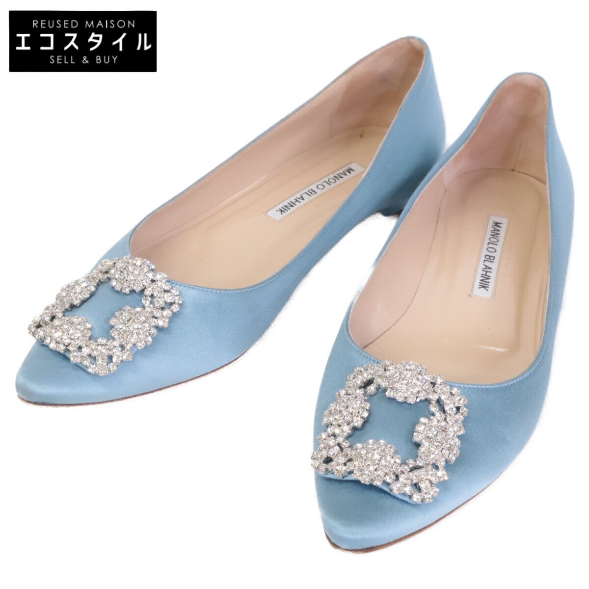 美品　マノロブラニク　ストラスハンギ　37 MANOLO BLAHNIK Manolo Blahnik マノロブラニク STURLUSHANGI ストラスハンギ
