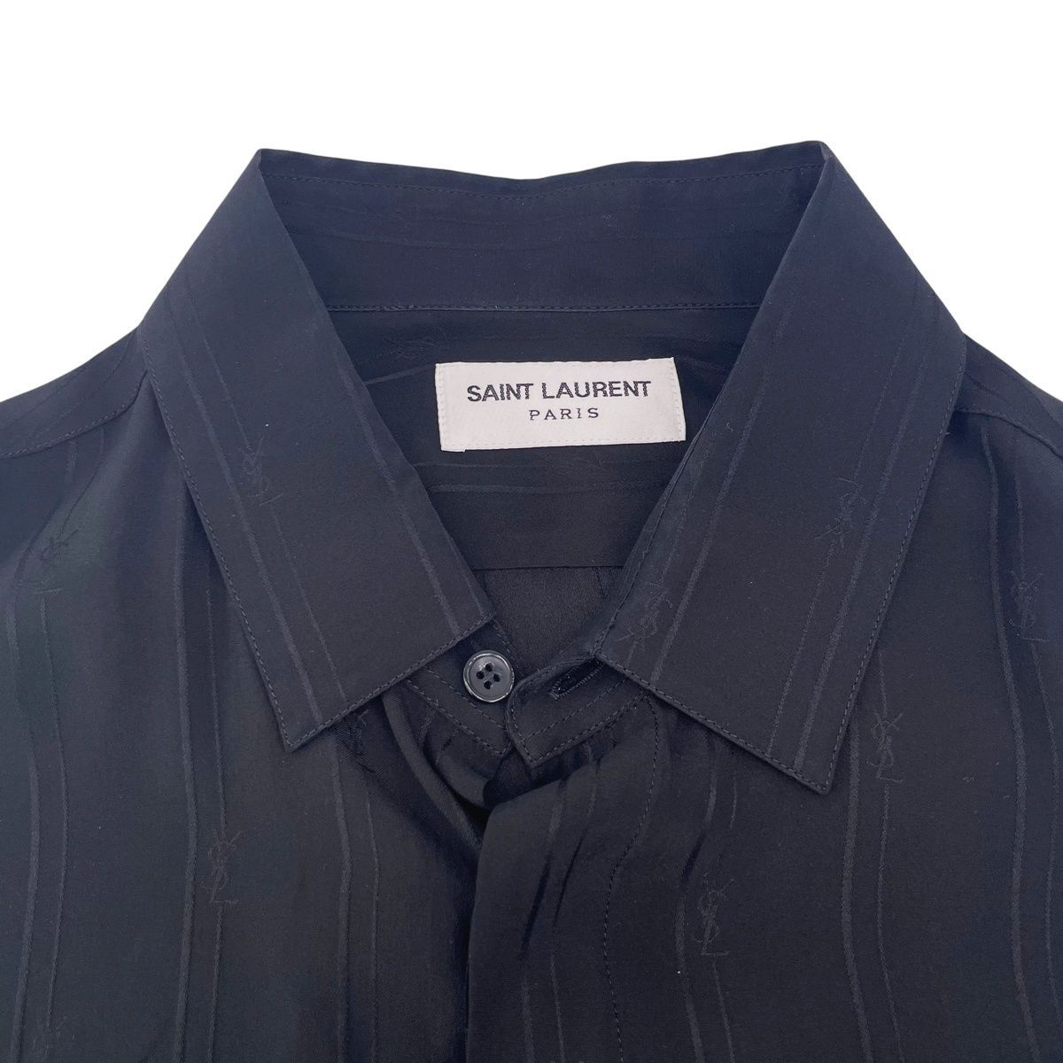 中古】 Saint Laurent サンローラン YSL ロゴシルク 長袖シャツ