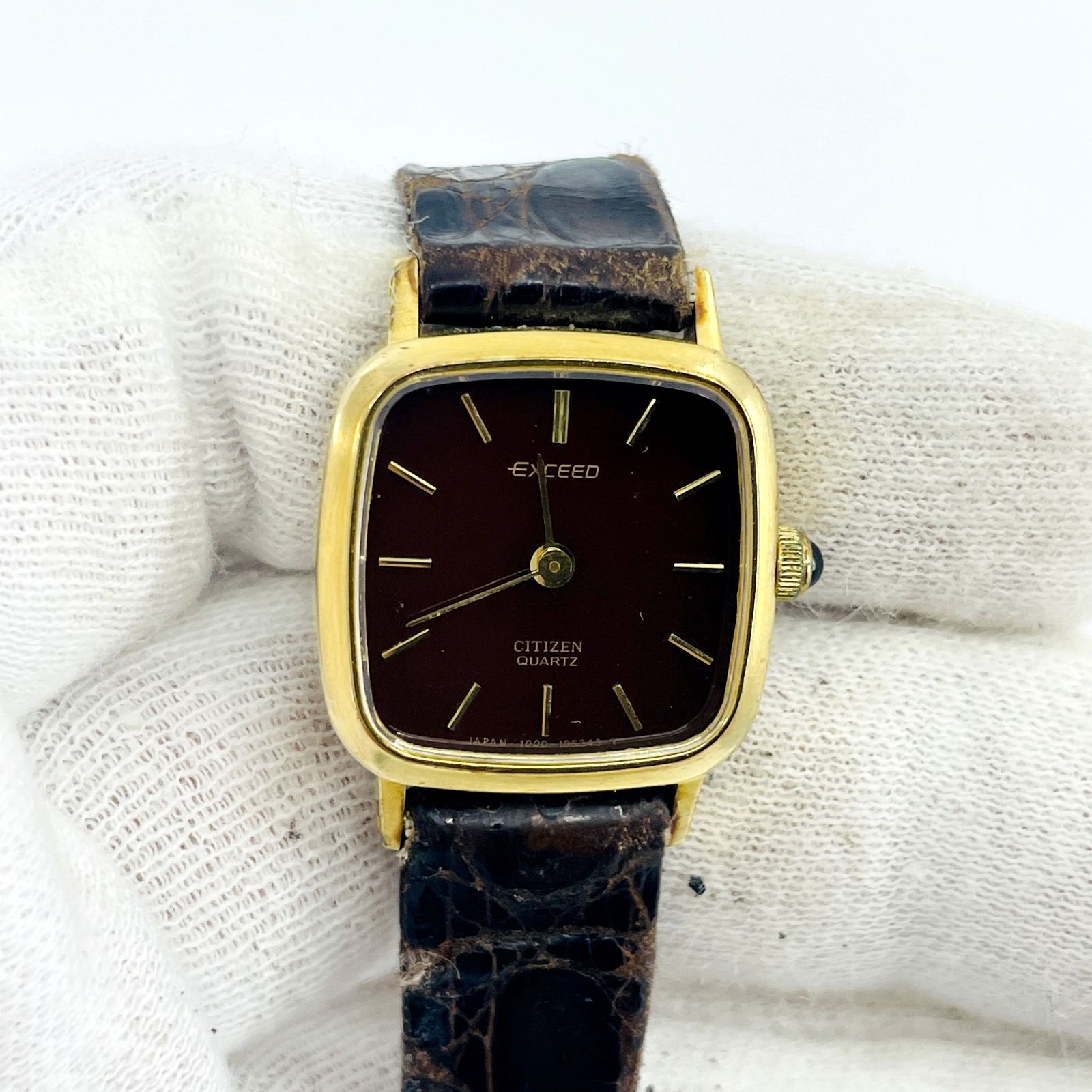 動作未確認 ベルトジャンク CITIZEN シチズン EXCEED ブラウン文字盤