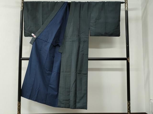 平和屋着物●男性　お召　アンサンブル　亀甲柄　キングサイズ　正絹　逸品　CAAW7742yc 平和屋着物○男性 お召 アンサンブル 亀甲柄 キングサイズ 正絹