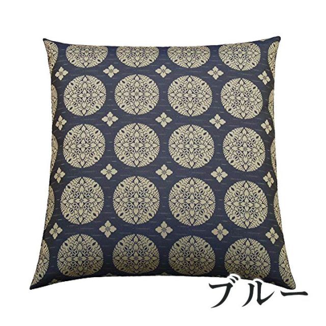 座布団カバー 45角 45×45 和柄 和室 甲州織り 国産 寿光紬 丸の四花 6枚セット 0358