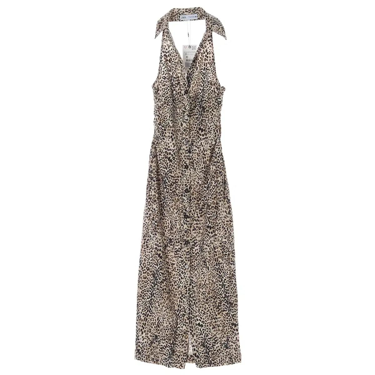 新品 XS ZARA(ザラ) レオパード ホルターネック シャツ