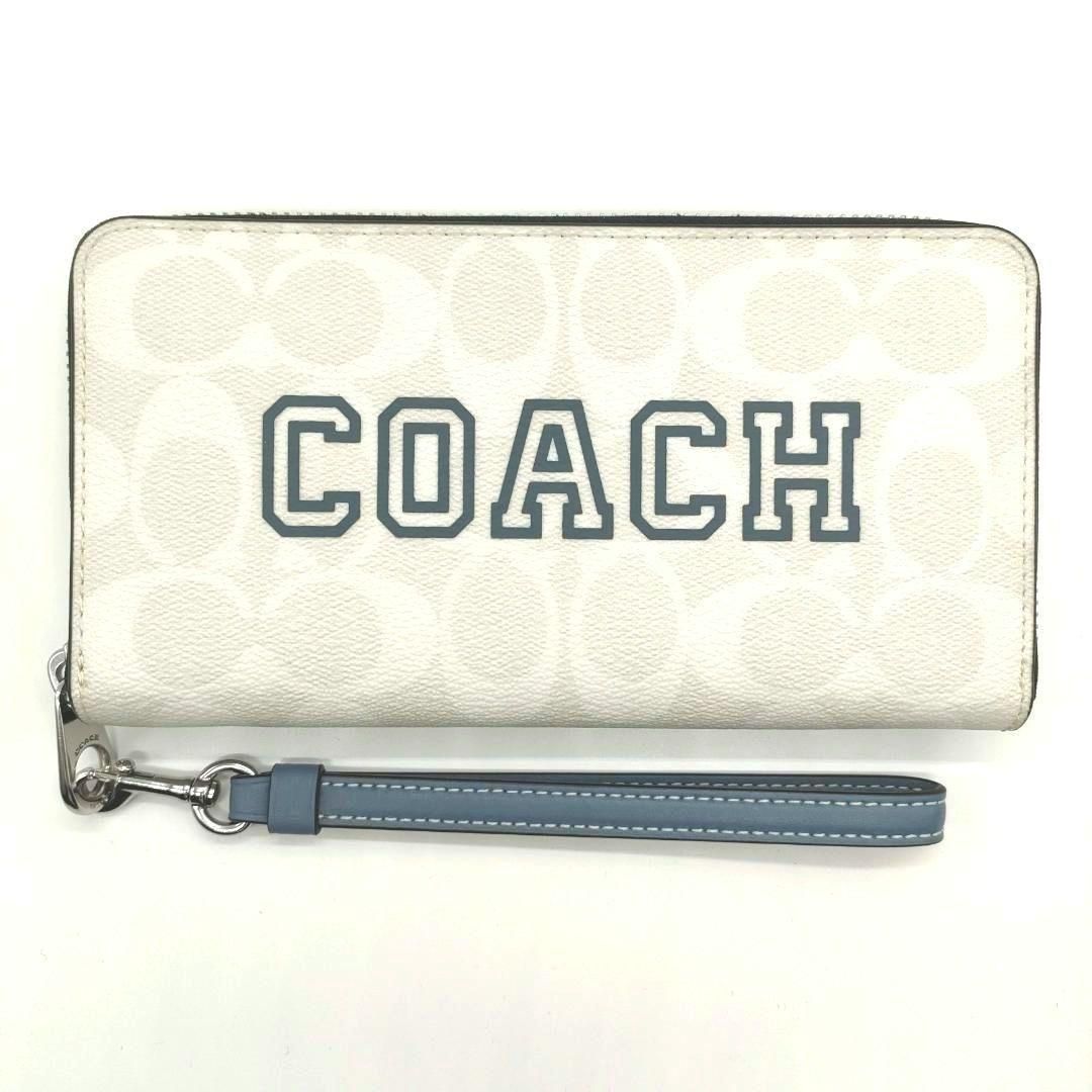 COACH] コーチ シグネチャー柄 ラウンドジップ 長財布 CB856（ホワイト 