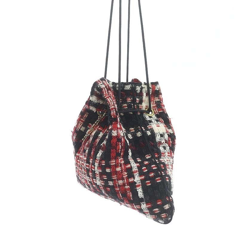 シャルマントサック charmantsac ツイード巾着バッグ ポーチ チェック  