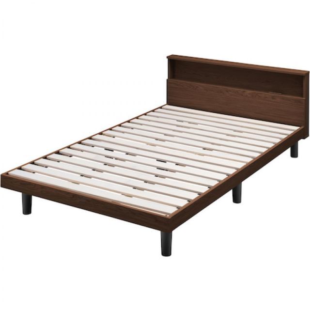 アイリスオーヤマ すのこベッド セミダブル SNB-SD ブラウン 通気性 2口コンセント付 ヘッドボード