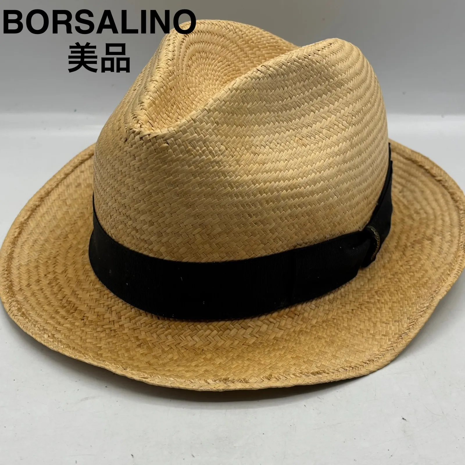 リクエスト値下美品伊製Borsalino paglia天然草ハットベージュ58 リクエスト値下美品伊製Borsalino paglia天然草ハットベージュ58