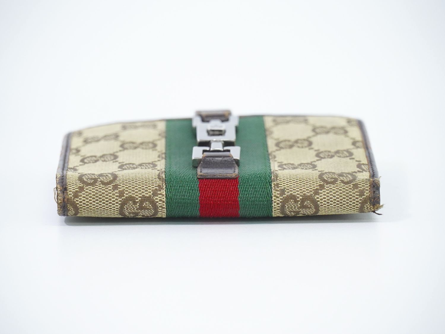 GUCCI グッチ　折り財布　シェリーライン　ジャッキー　GGキャンバス グッチ GUCCI ジャッキー シェリーライン GGキャンバス レザー W