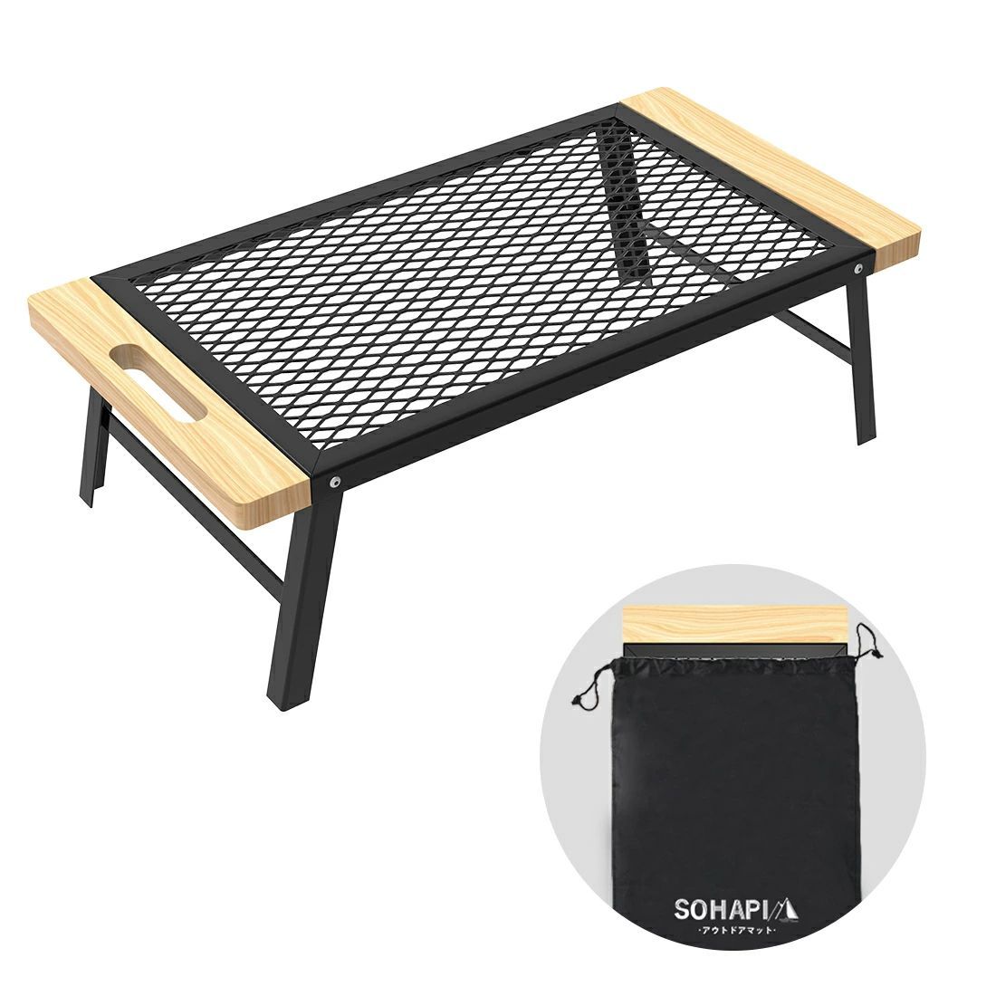 【人気商品】SUN-YE キャンプ テーブル メッシュテーブル 铁制 木製エッジ Amazon.co.jp: SUN-YE ローテーブル メッシュテーブル 铁制 木製