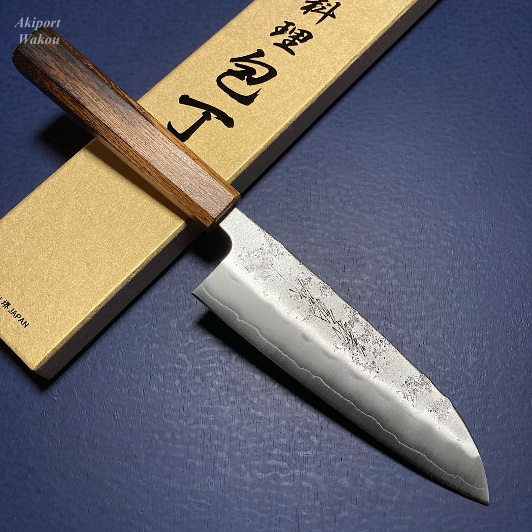 包丁 三徳包丁 165ｍｍ 義弘作 銀三鋼 銀紙三号 梨地仕上げ 樫漆柄 山脇刃物製作所 堺刃物