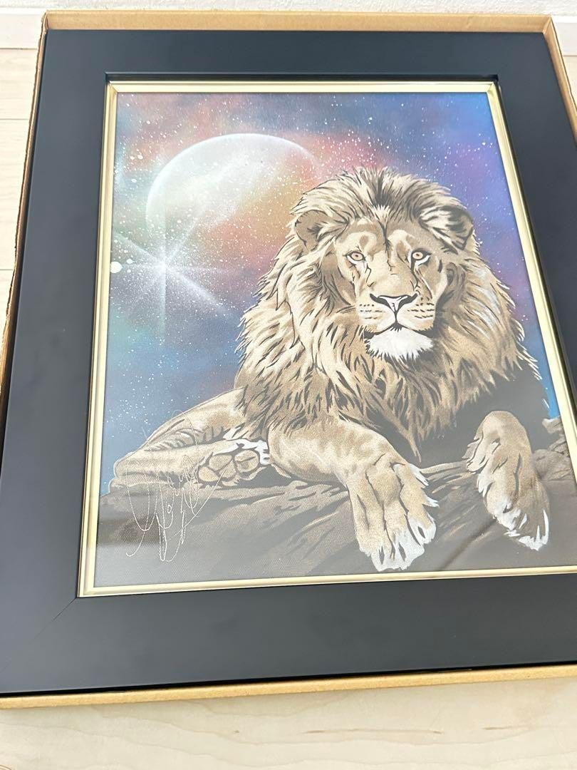 スプレーアートエデン ライオン 絵画 F6 原画 キャンバス 額付き