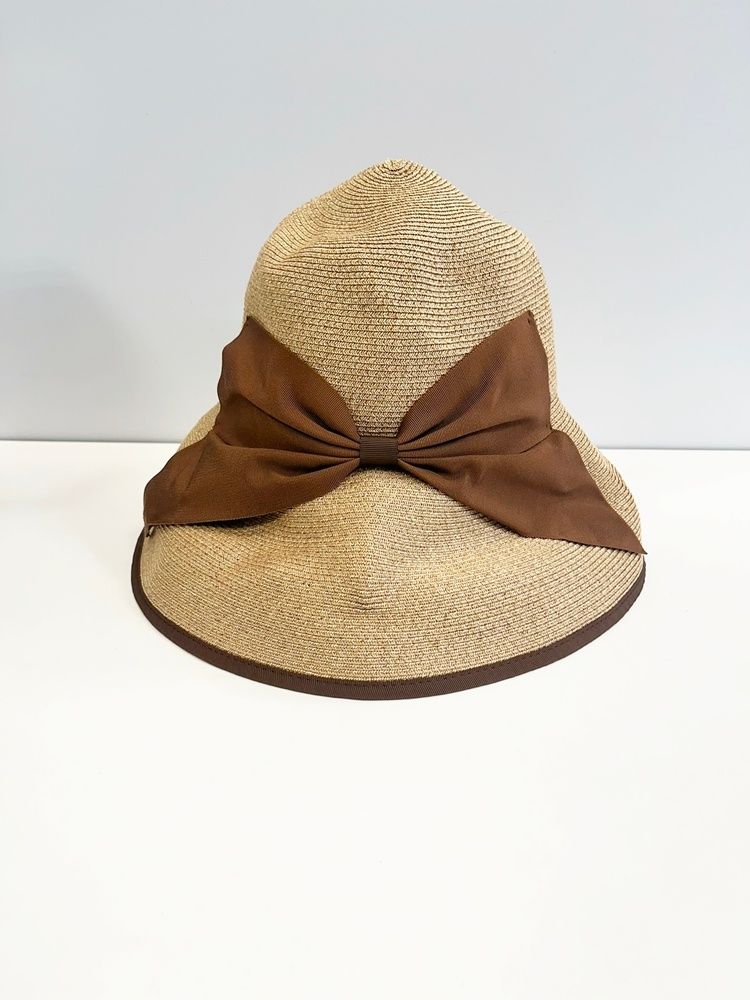 アシーナニューヨーク リボン付きベージュ麦わら帽子Athena New York アシーナニューヨーク Athena New York リボン ハット 茶