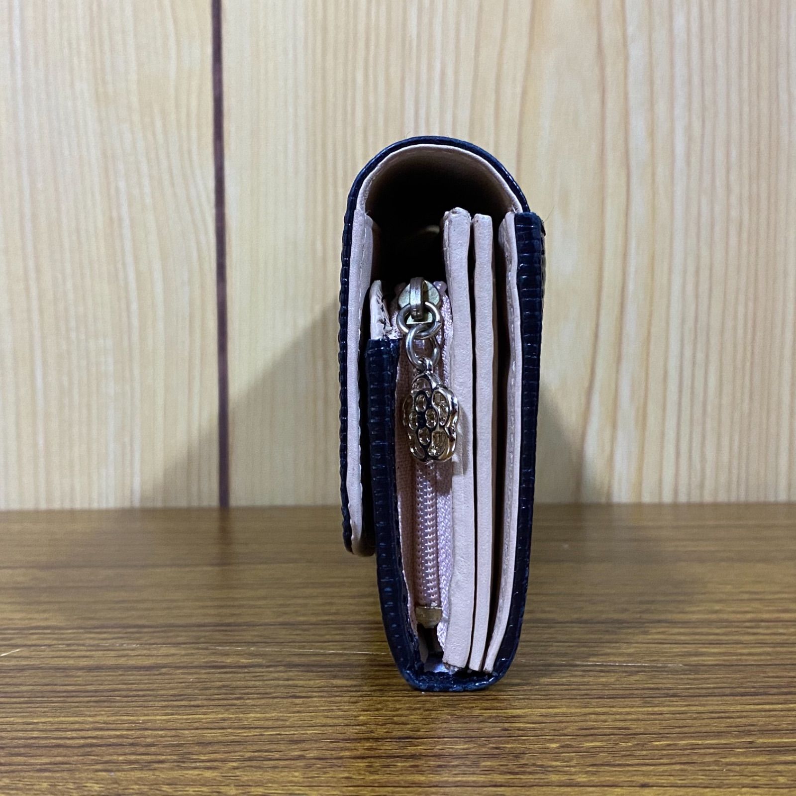 55 clathas クレイサス 長財布 レディース レザー ブラック 花柄