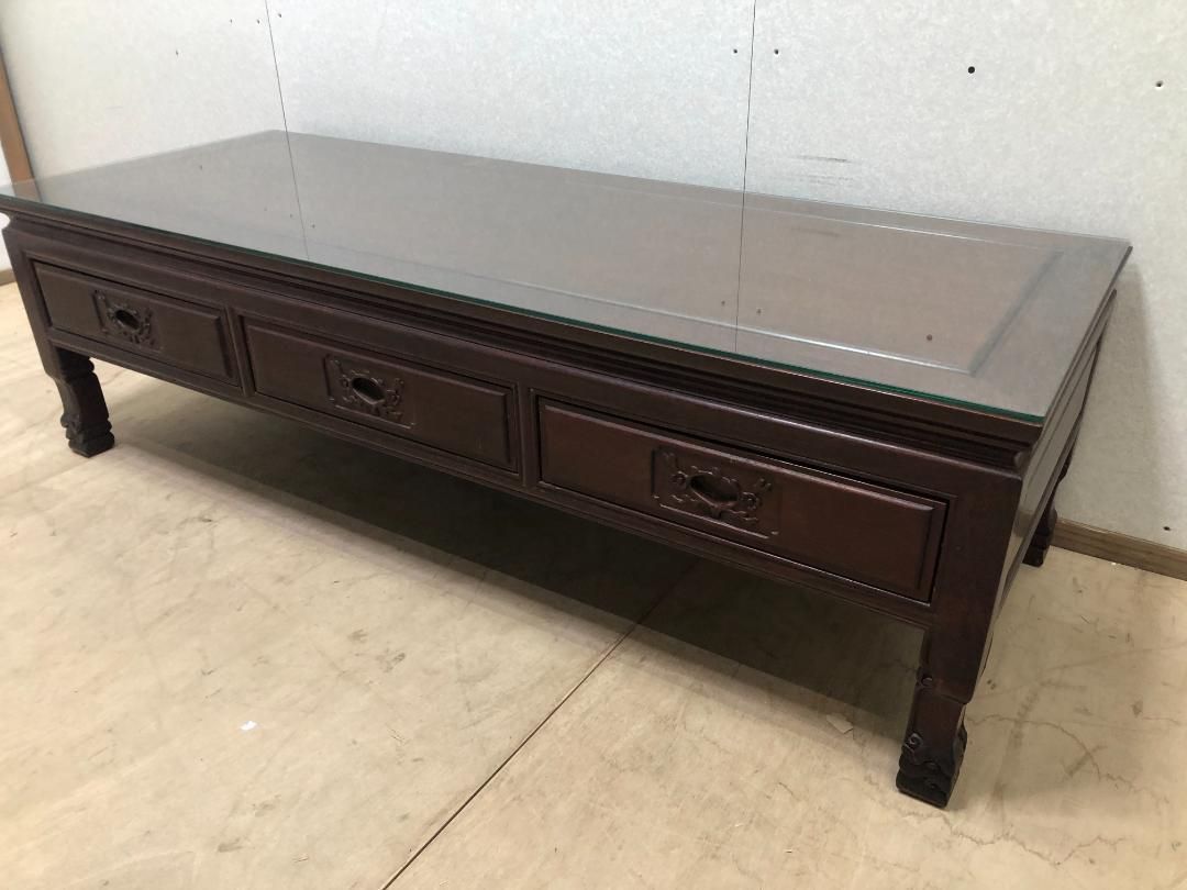 紫檀 唐木家具 無垢材 センターテーブル 引き出しローボードTVボード