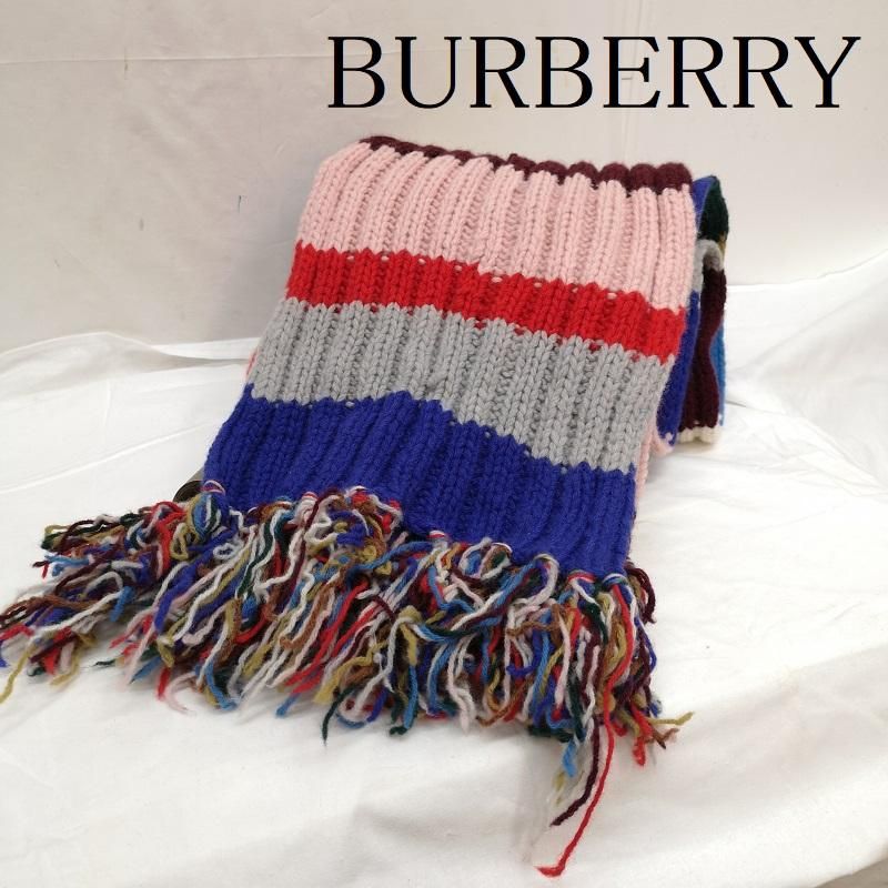 BURBERRY バーバリー マフラー フリンジ マルチ ボーダー マフラー ウール 4065375