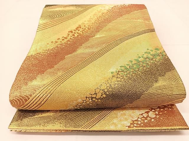 平和屋着物◎佐賀錦 六通柄袋帯 立波箔散らし文 金銀糸 正絹